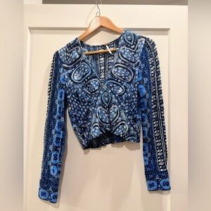 Free People Blue Patterned Women's Top